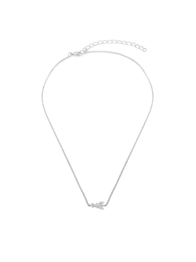 Patrizia Pepe Collana Pendente Singolo Logo in Metallo Argento e Cristallo Donna