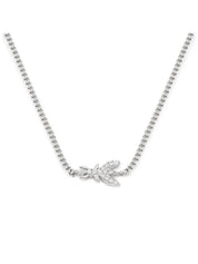 Patrizia Pepe Collana Pendente Singolo Logo in Metallo Argento e Cristallo Donna