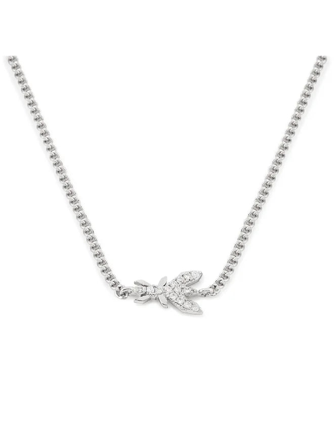 Patrizia Pepe Collana Pendente Singolo Logo in Metallo Argento e Cristallo Donna
