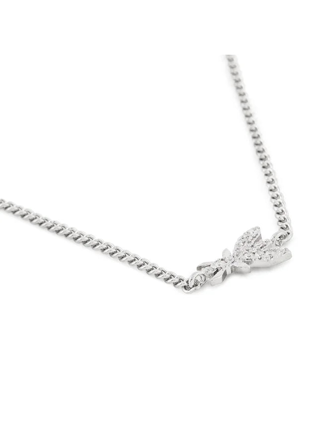 Patrizia Pepe Collana Pendente Singolo Logo in Metallo Argento e Cristallo Donna