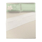 THUN Completo Letto Piazza e Mezza in Cotone - lenzuola Iconic Elegance Daisy Green B201059