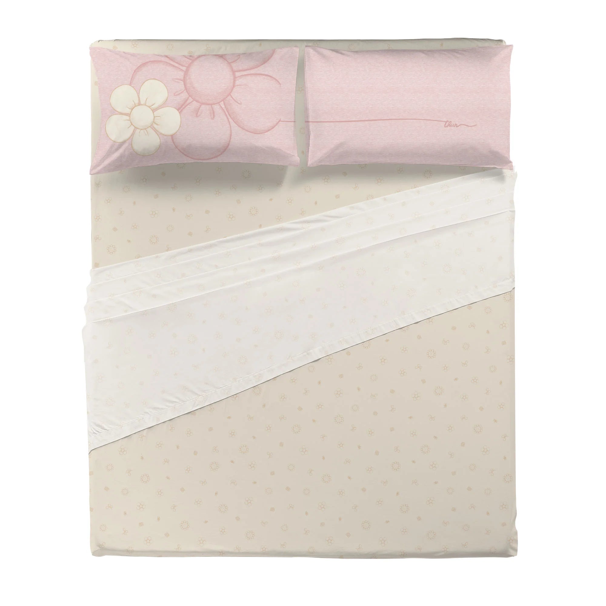 THUN® Completo Letto Matrimoniale in Cotone Iconic Elegance Daisy Pink B201060