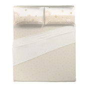 THUN Completo Letto lenzuolo e federe Matrimoniale Daisy in Cotone Elegance Beige