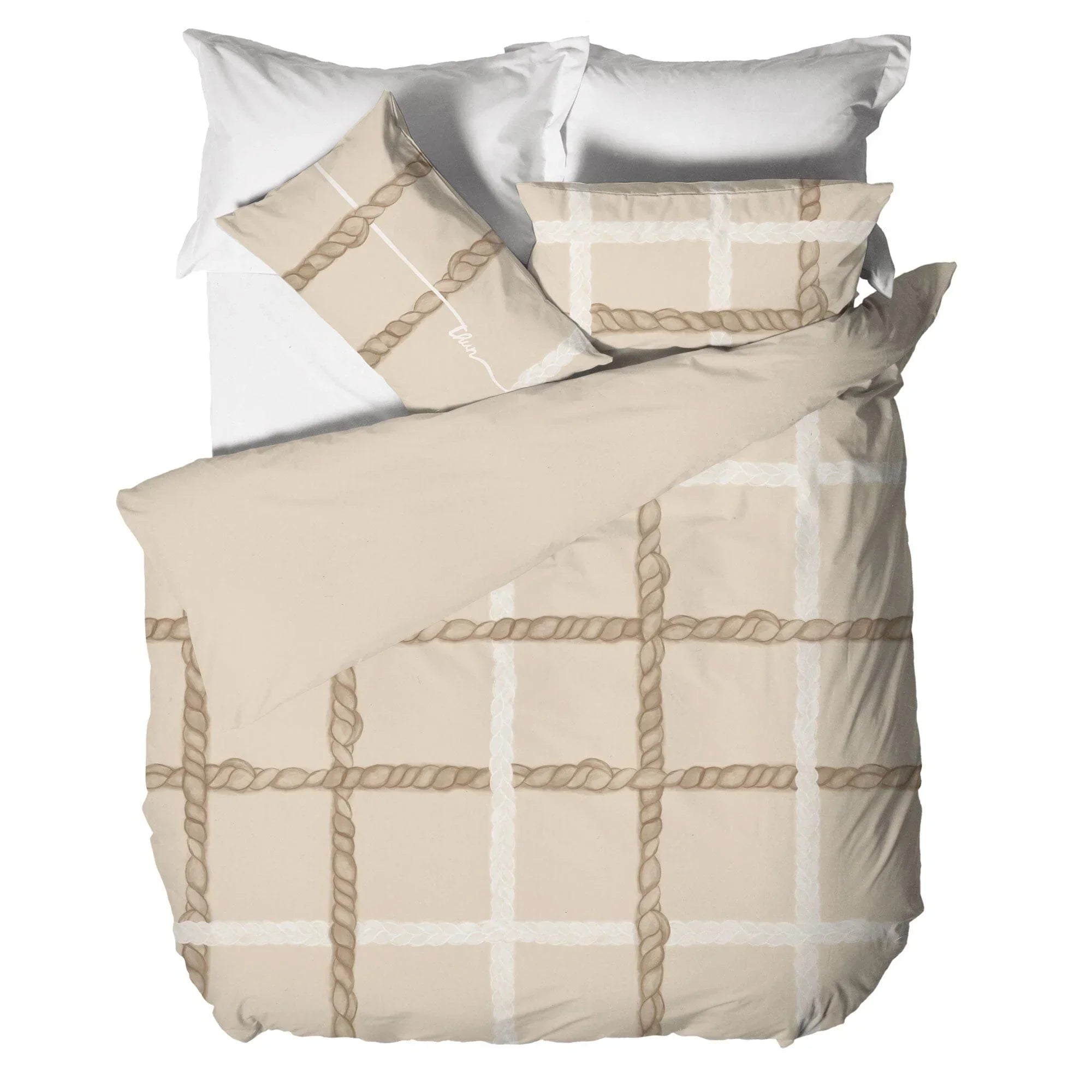 THUN sacco copripiumino matrimoniale - Fantasia Abbracciami Treccia Collection Beige