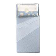 THUN Completo Letto lenzuola Singolo in Cotone Elegance Azzurro B201045