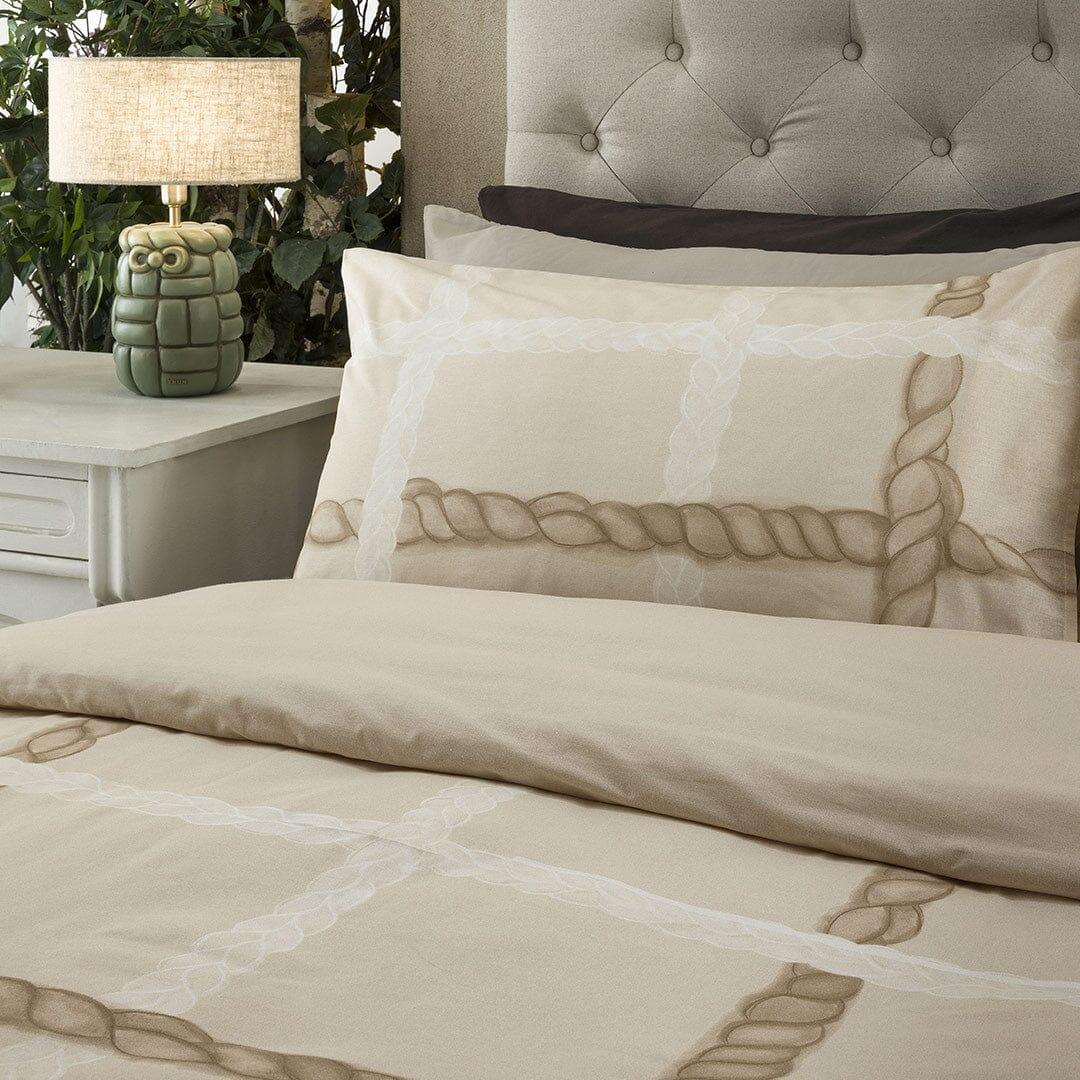 THUN Parure Lenzuola Letto singolo con Stampa Digitale - Fantasia Abbracciami Treccia Beige