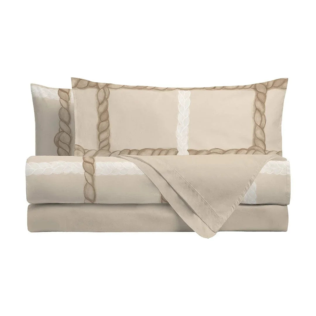 THUN Parure Copripiumino singolo con Stampa Digitale - Fantasia Abbracciami Treccia Beige