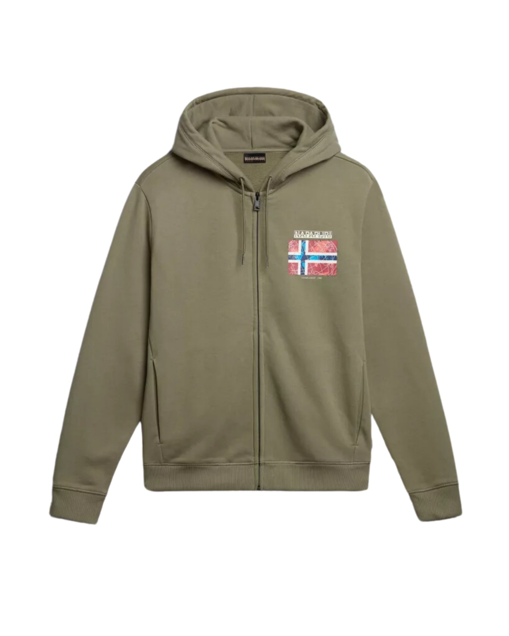 Napapijri Guiro Hoodie Full Zip Green Cotton