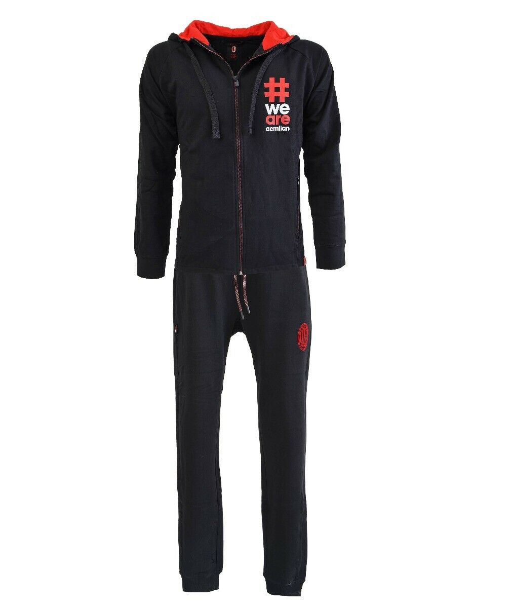 TUTA Felpa Uomo AC MILAN con cappuccio NERO