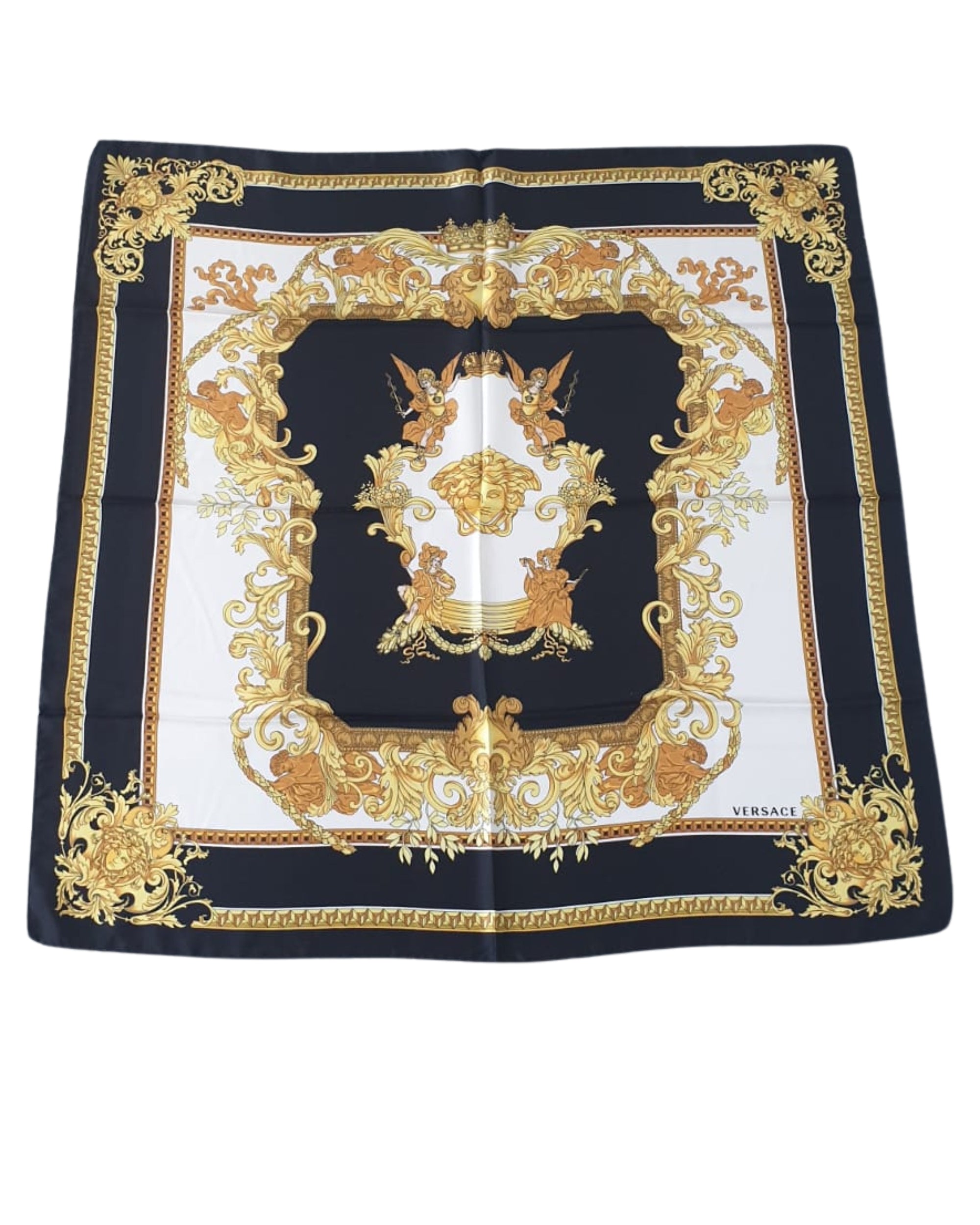 Versace Scarf Stole Pashmina Silk Black