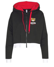 Moschino Underbear Zip Up Hood Cropped Cotton Black