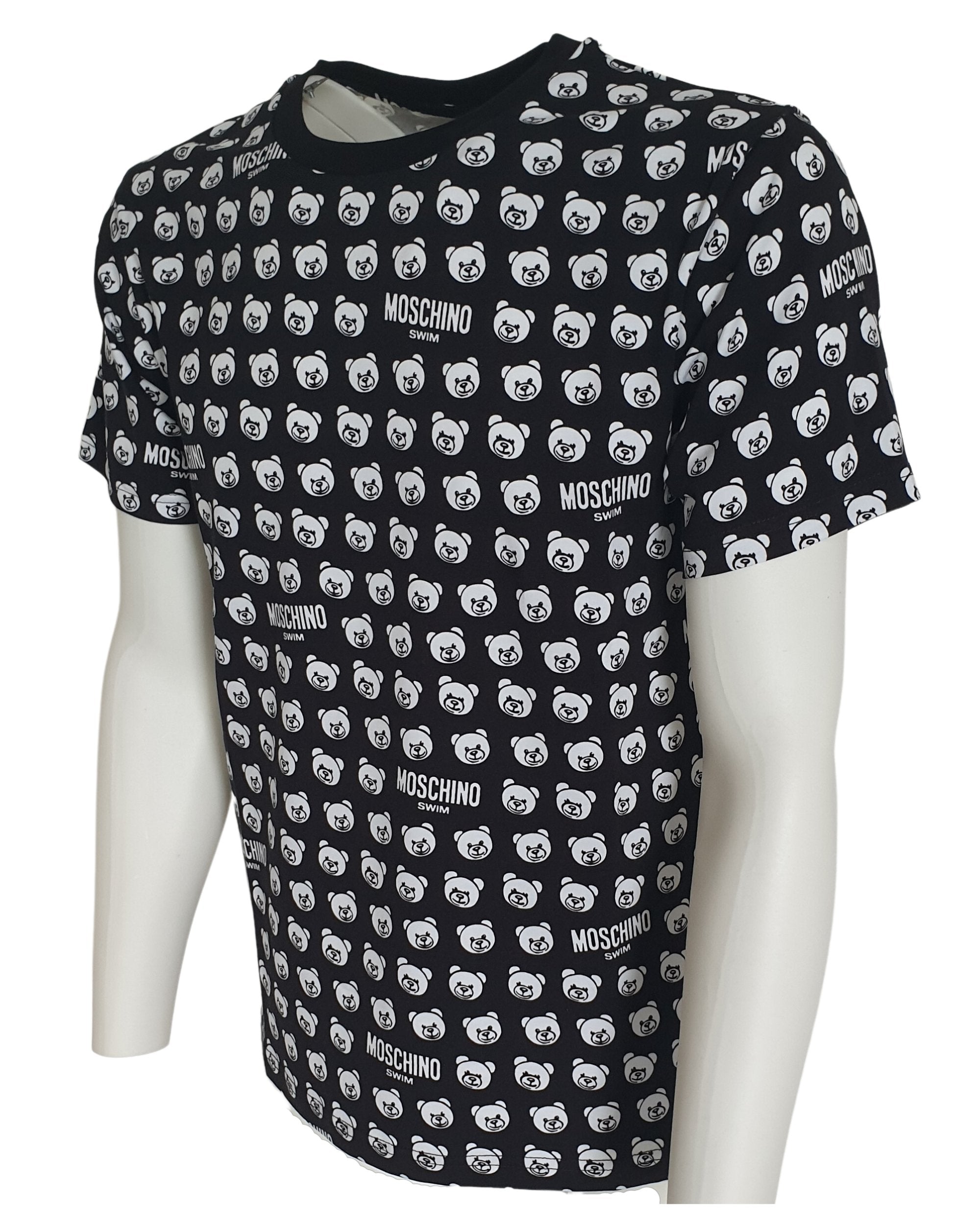 Moschino Swim Polo Shirt Teddybear in Black Cotton