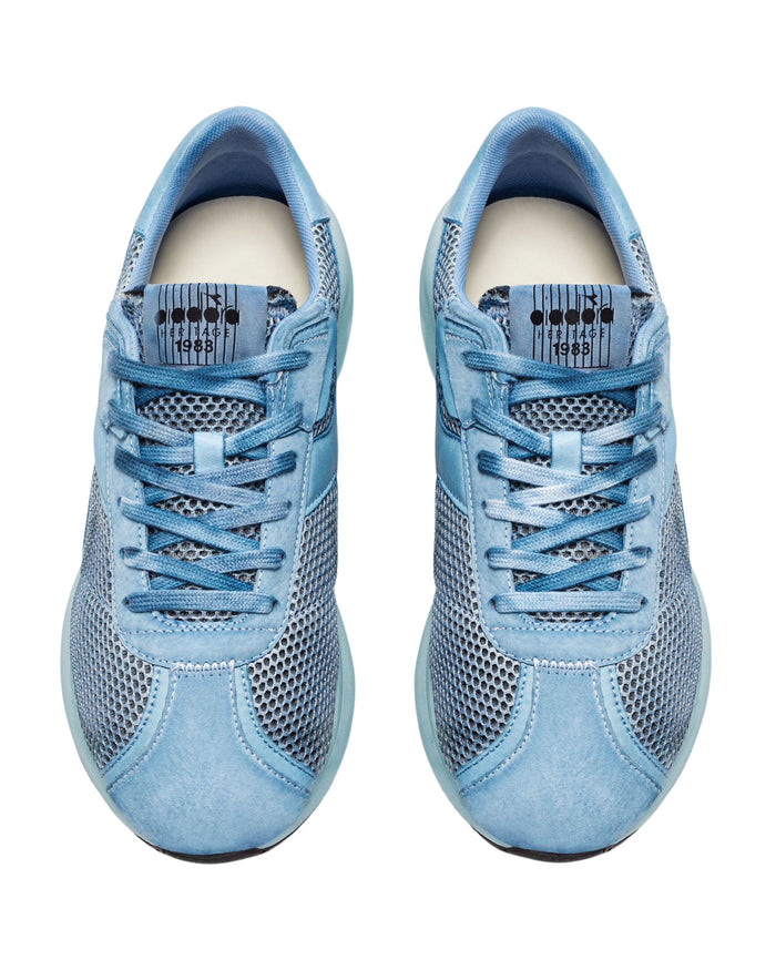 Diadora Heritage Sneaker Low Mercury Elite Dip-Dye in Pelle Azzurro Tie-Dye 6