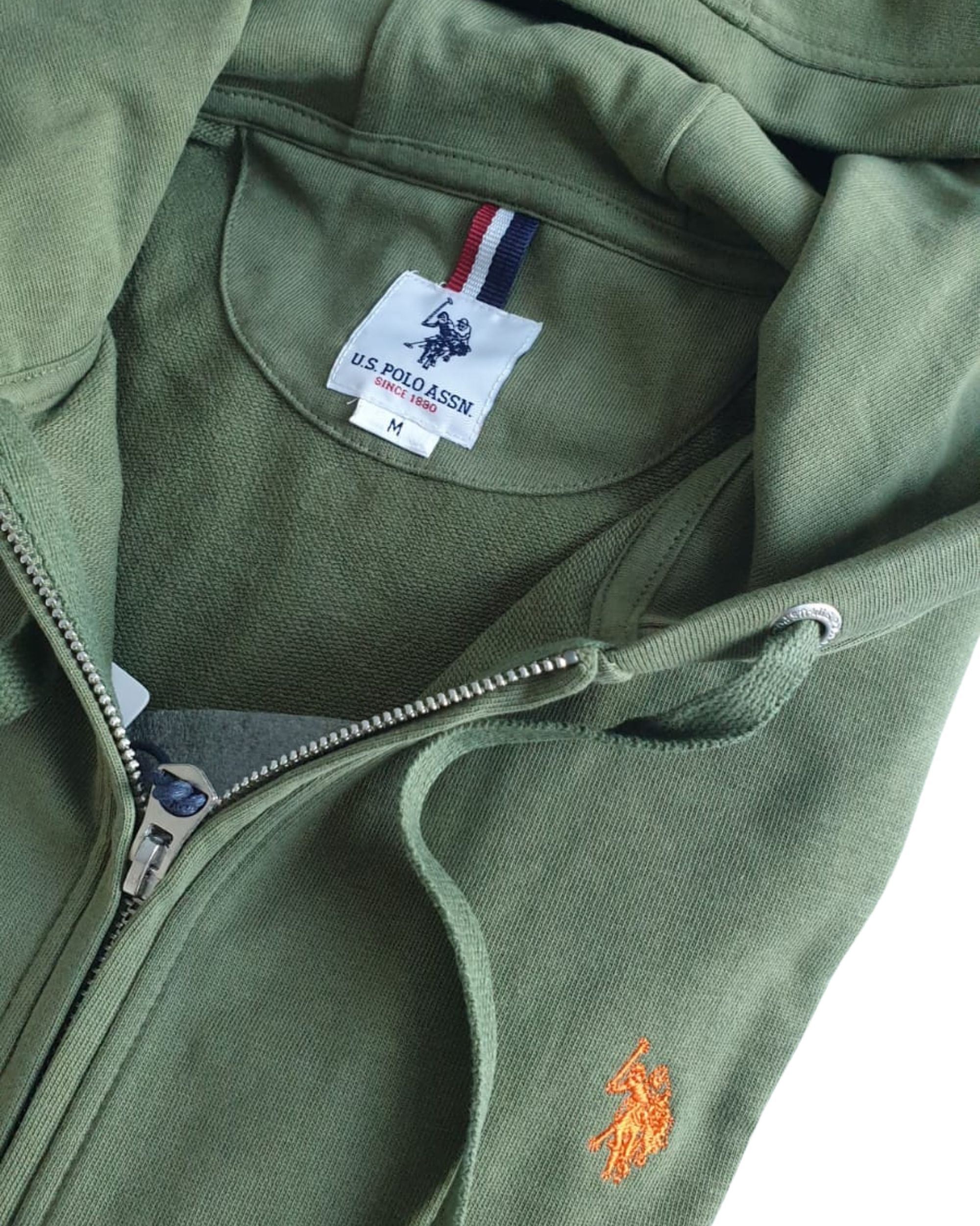 U.s. Polo Assn. Full Zip Con Cappuccio Verde Uomo