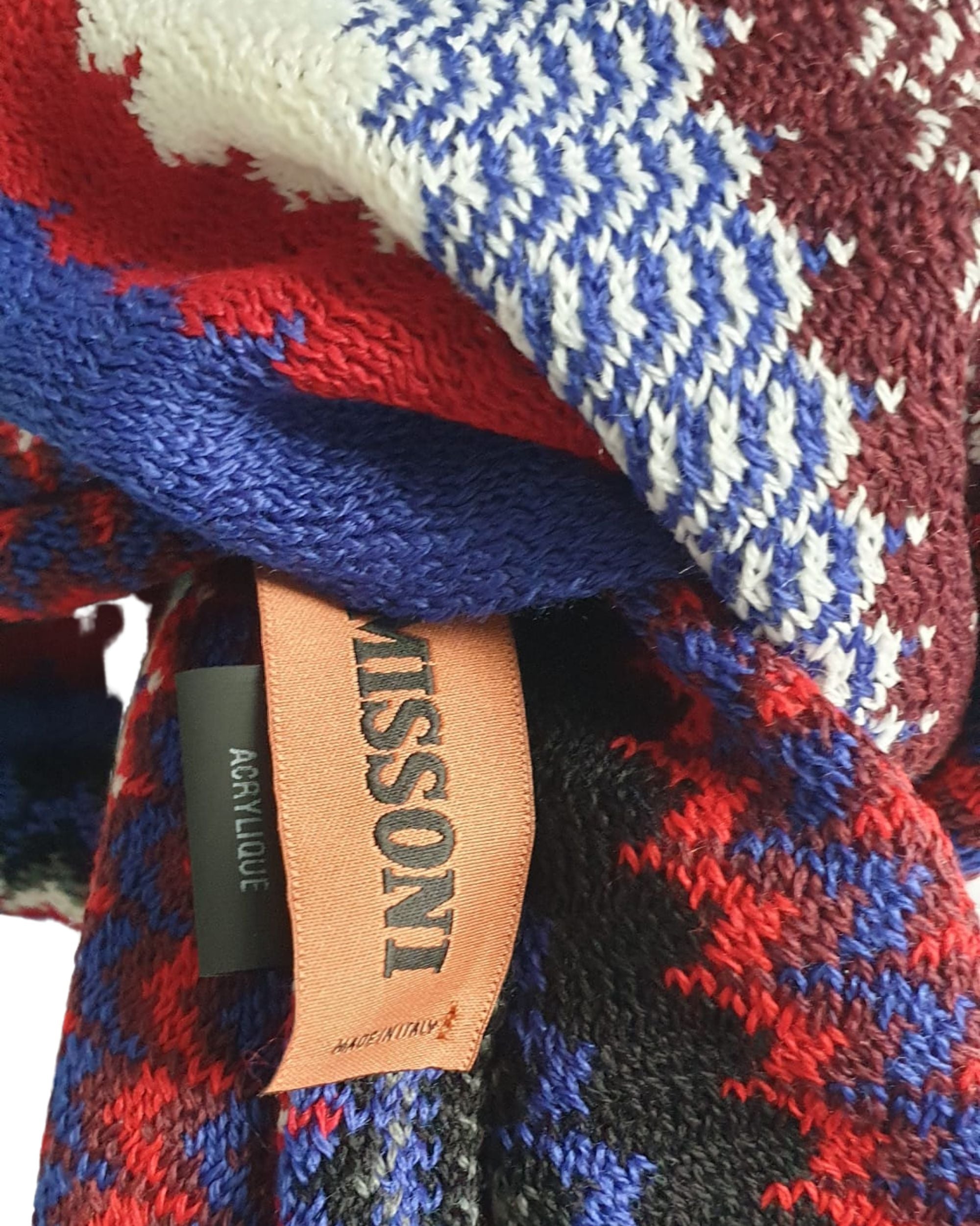 Missoni Stole Geometric Pattern Wool Red