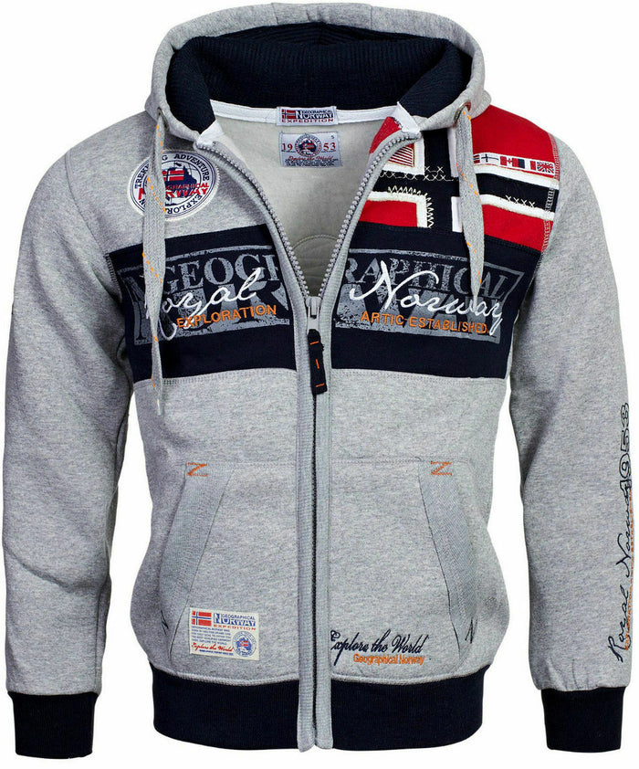 Geographical Norway Sweater Hood Sport City Urban Grey Men 1