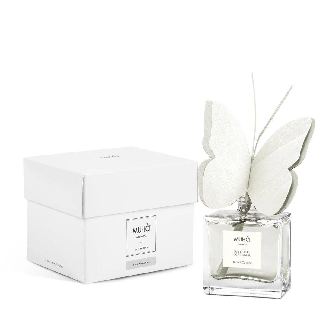 Muhà Profumatore D'ambiente home decor Fiore BUTTERFLY FARFALLA 50 Ml Fiori di Cotone