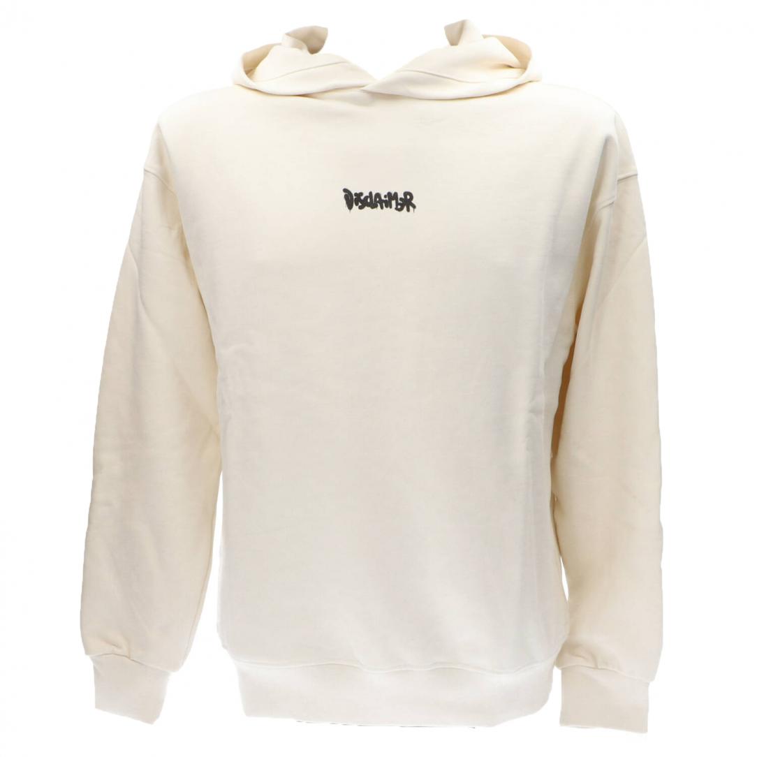 Disclaimer Felpa con Cappuccio 100% Cotone Bianco Latte Maxi Disegno Posteriore Uomo 55153