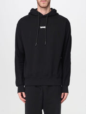 Disclaimer Felpa con Cappuccio 100% Cotone Nero Striscia Logo Bianco Uomo 55100