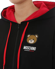 Moschino Underbear Cappuccio con Zip Cropped Cotone Nero