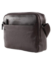 Piquadro Crossover Briefcase With Two Compartments Made Of Brown Leather Unisex