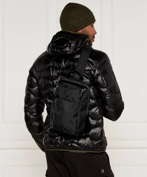 Blauer Zaino Doyers Backpack per Uomo monospalla taslan ed ecopelle NERO