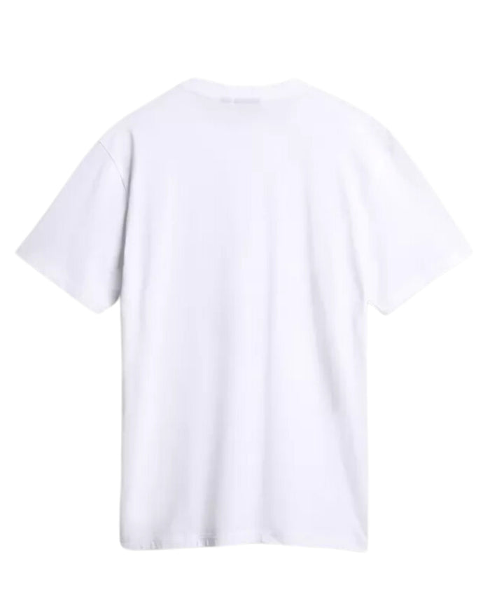 Napapijri T-shirt Cotone Manica Corta con Logo e Bandiera Norvegese Bianco 4
