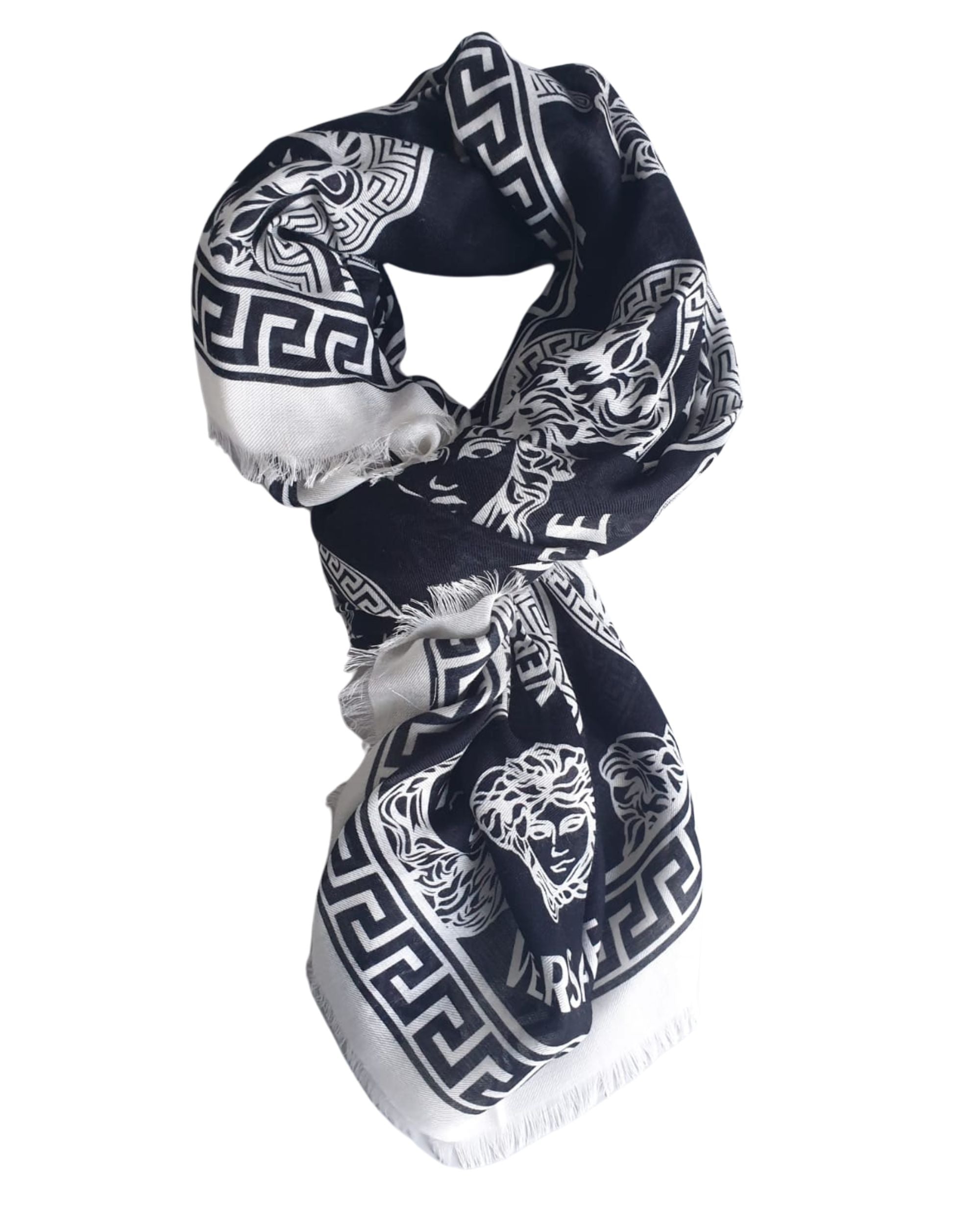 Versace Foulard Pashmina Shawl Modal White