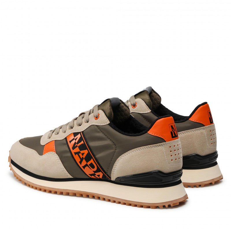 Napapijri Low Running Sneakers in Nylon and Leather Beige