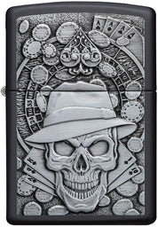 Zippo Windproof Refillable Made In Usa Skull Gambling Black Unisex