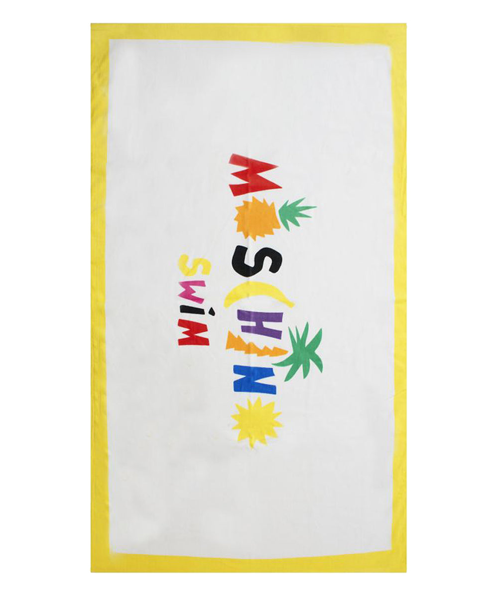 Moschino Swim Telo Mare Fantasia Frutti Tropicali Giallo Cotone