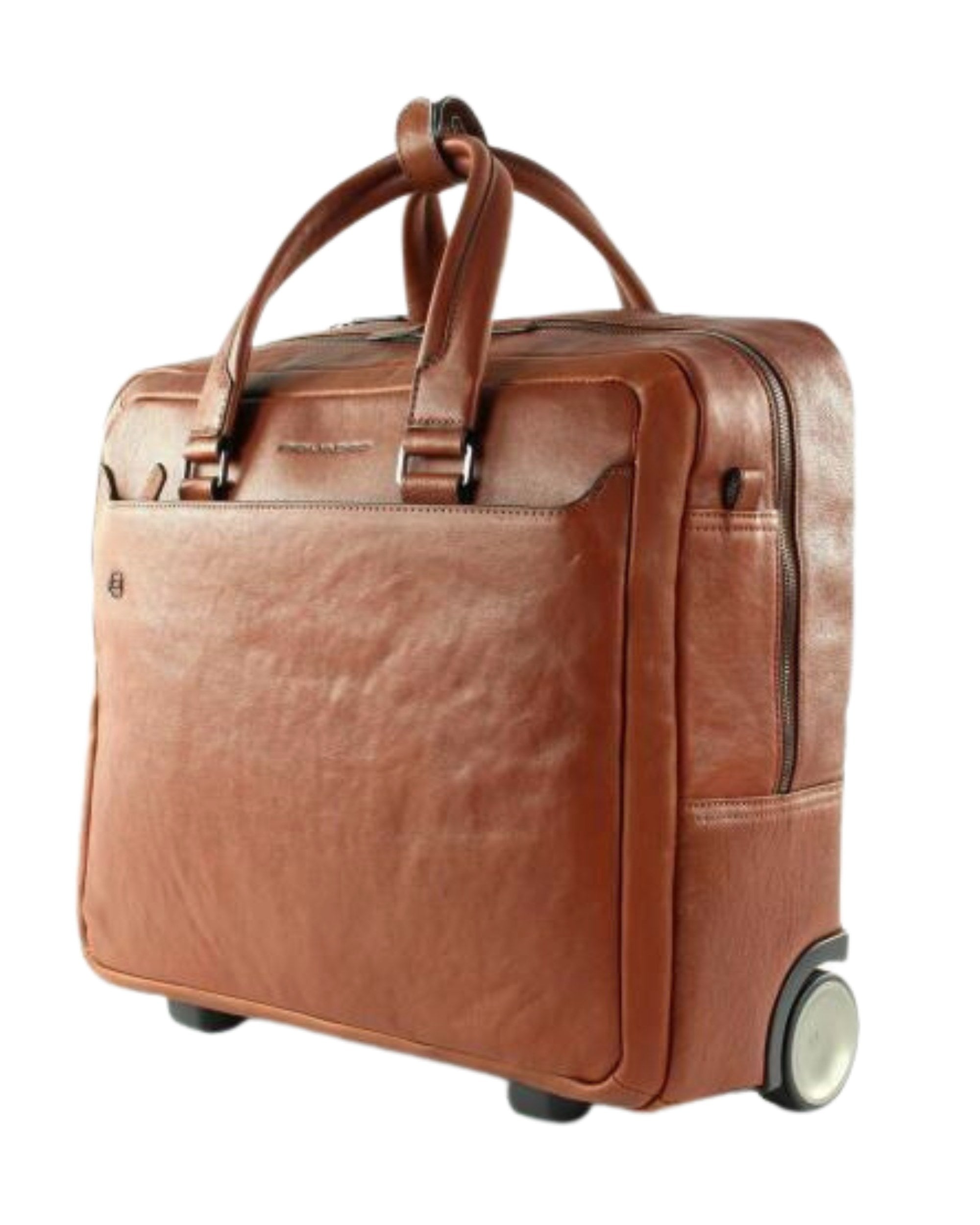 Piquadro Briefcase Trolley PC Holder Ipad 10.5 Inch Suitcase Black Square Brown Men