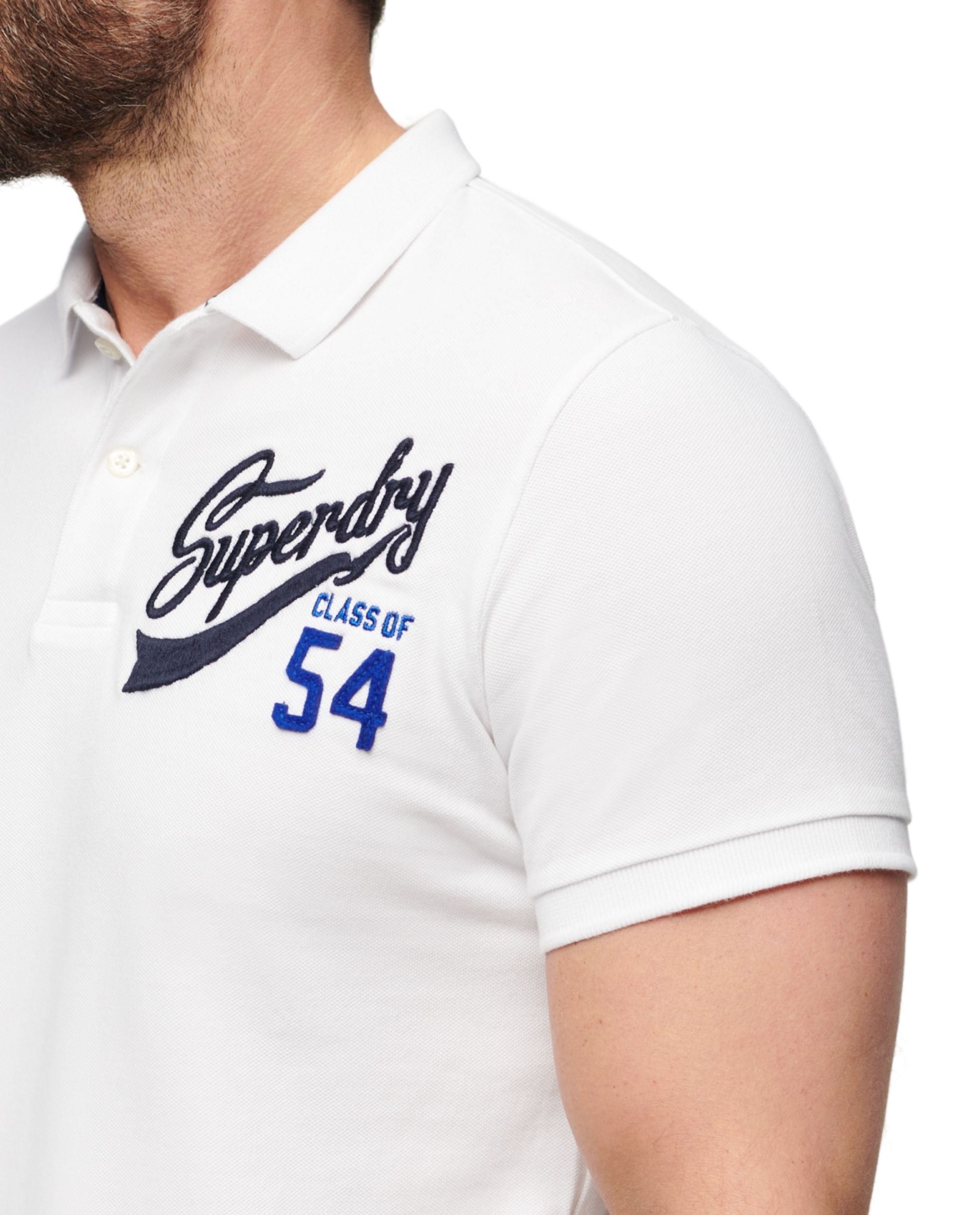 Superdry Polo Applique Classic Fit Cotton White