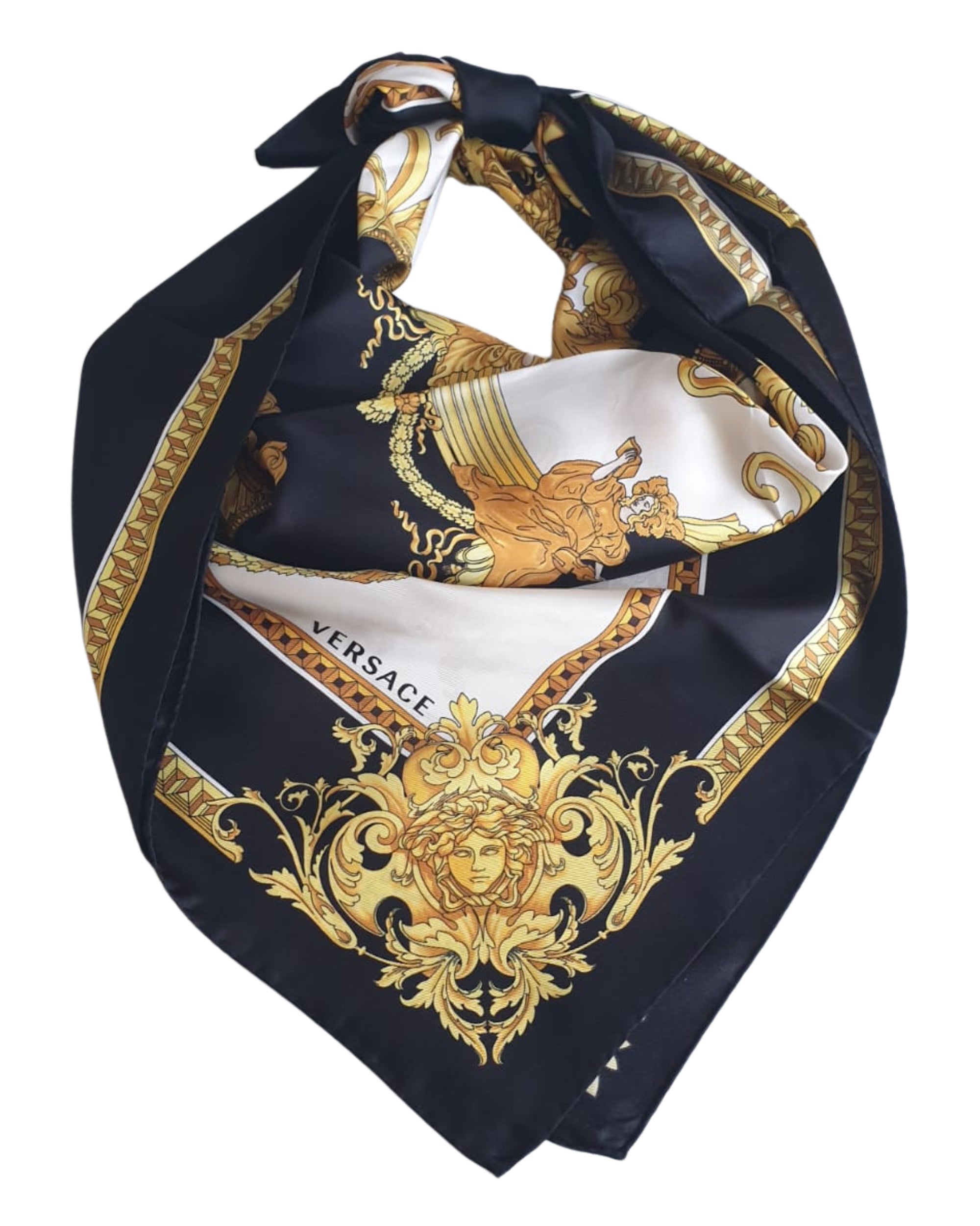 Versace Scarf Stole Pashmina Silk Black