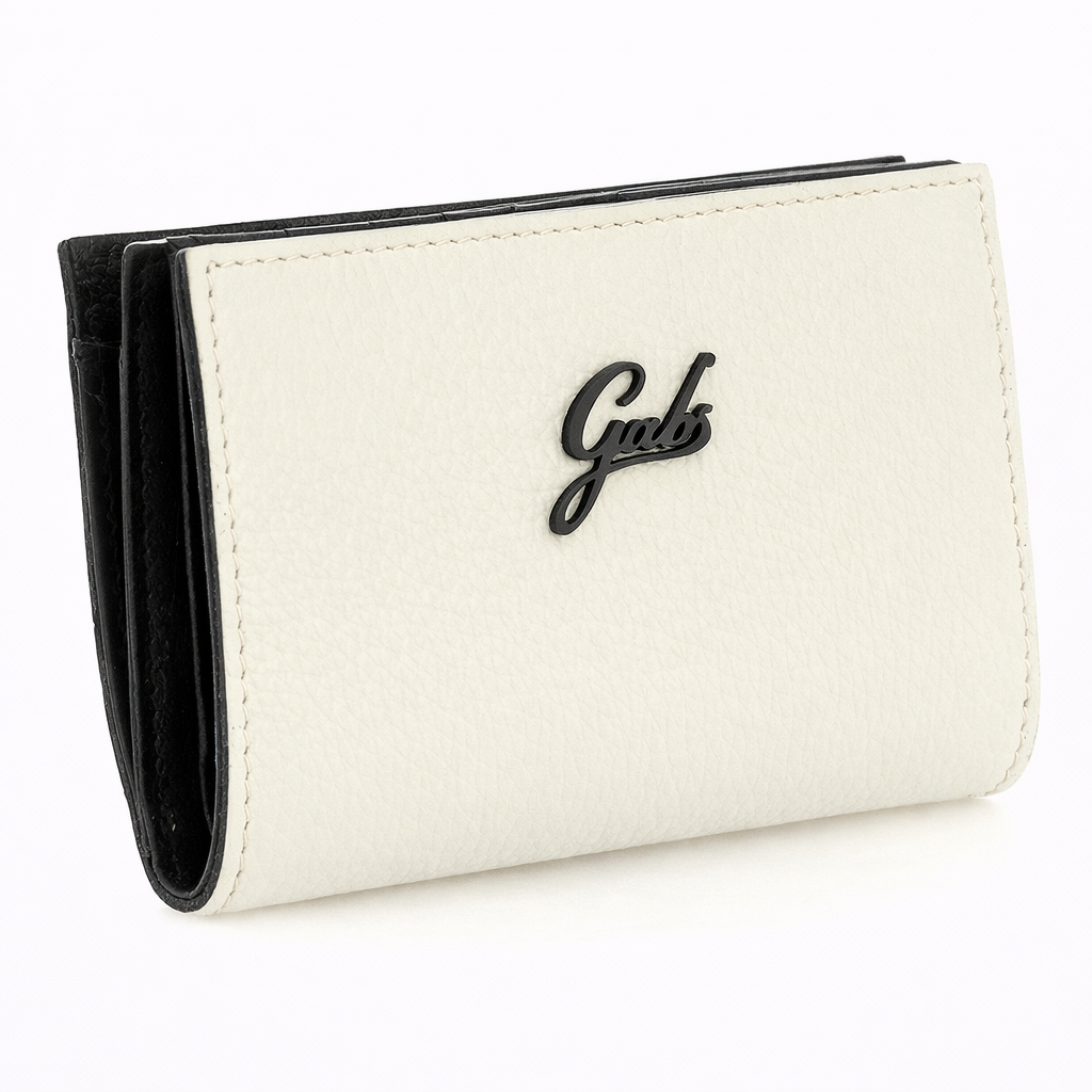 Gabs Portafoglio con portamonete e slot card con zip in Pelle Gmoney17 Bull Black - PANNA