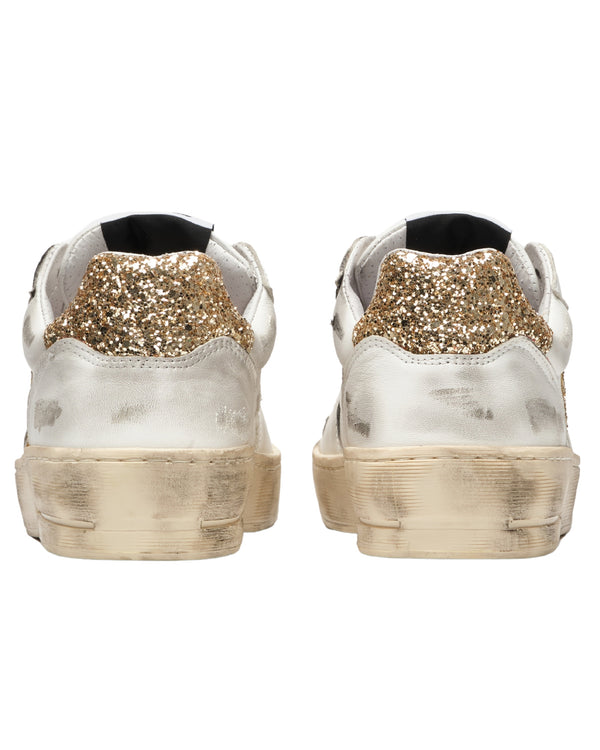 2Star Sneakers Padel in Pelle con dettagli Glitter Oro-2