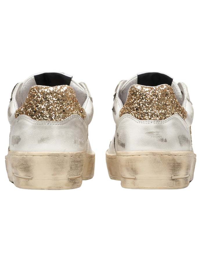 2Star Sneakers Padel in Pelle con dettagli Glitter Oro 2