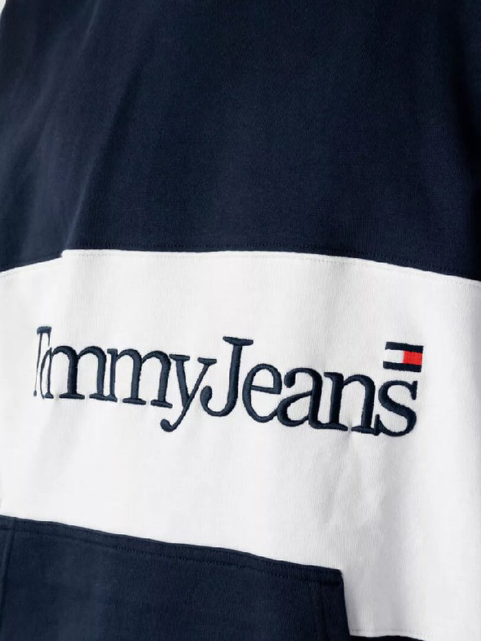 Tommy Jeans Felpa Skater Serif Linear Cotone Blu 5