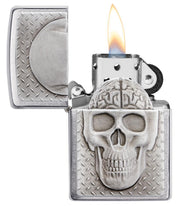 Zippo Windproof Refillable Made In Usa Skull Silver Unisex