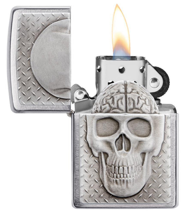 Zippo Antivento Ricaricabile Made In Usa Teschio Argento Unisex