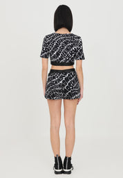 Moschino Underbear Cotton Fantasy Print Cropped Top Black