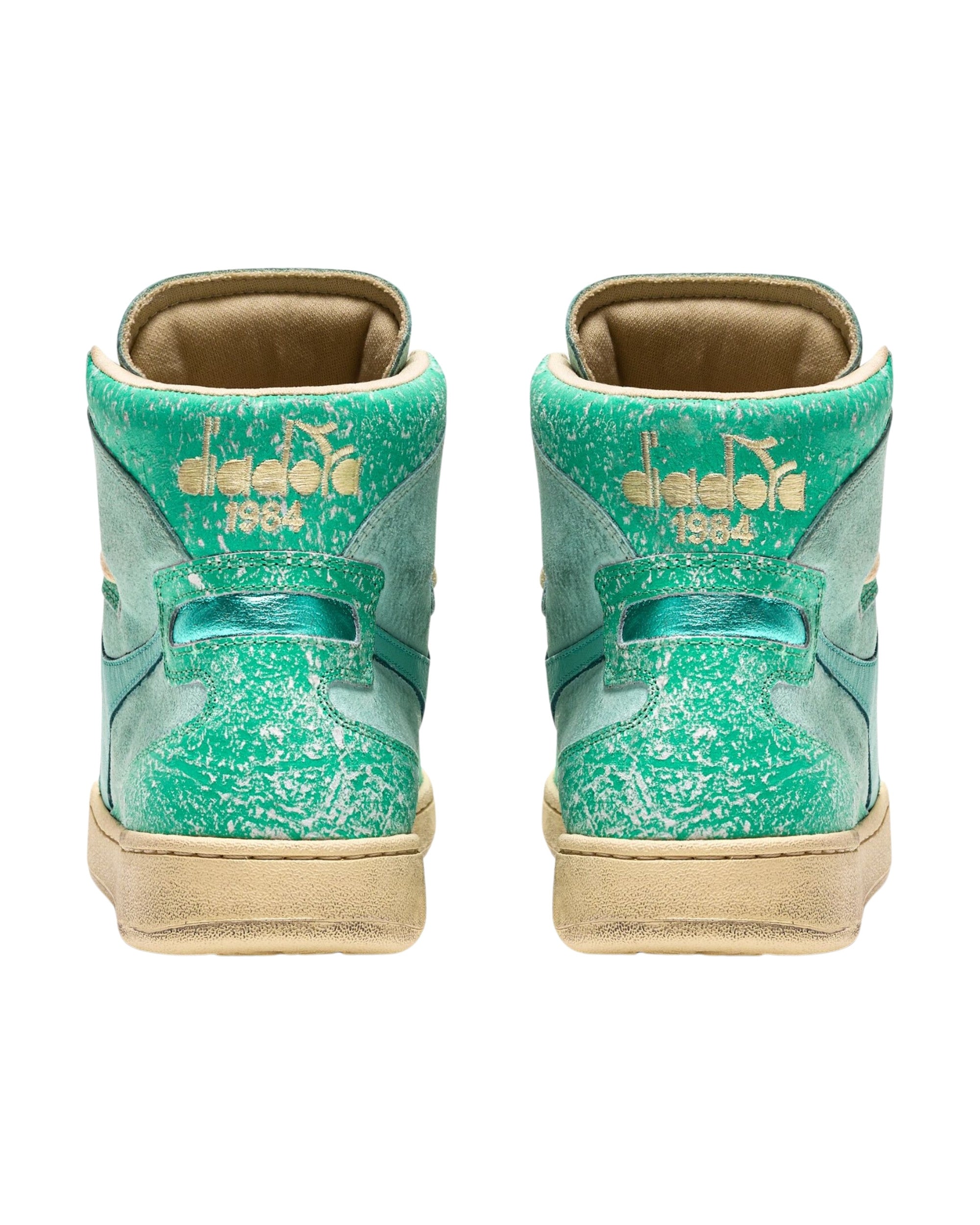 Diadora Heritage Sneakers MI Basket High in Pelle Effetto Used Verde