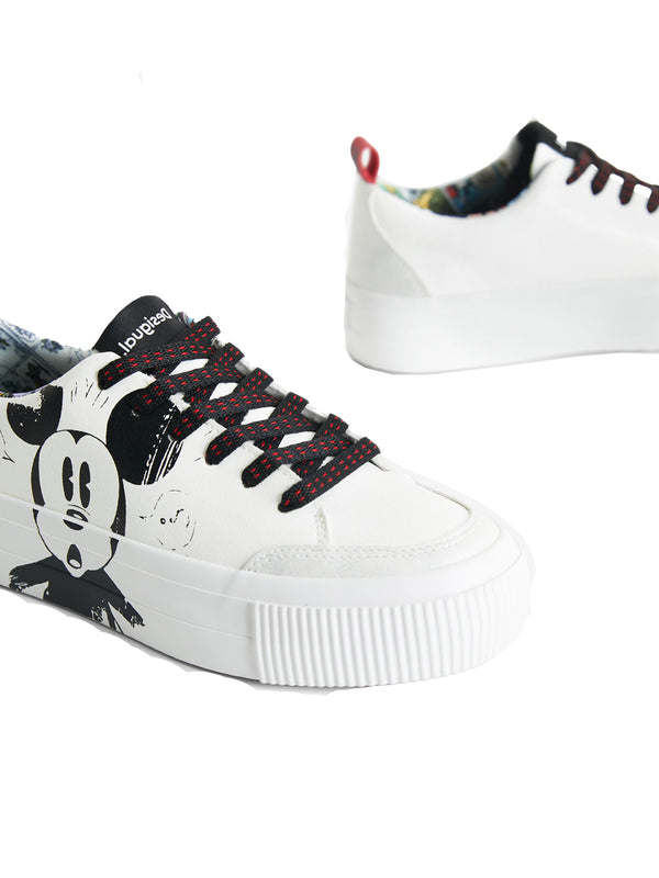 Desigual Sneakers Street Mickey Crack Bianco Donna-2