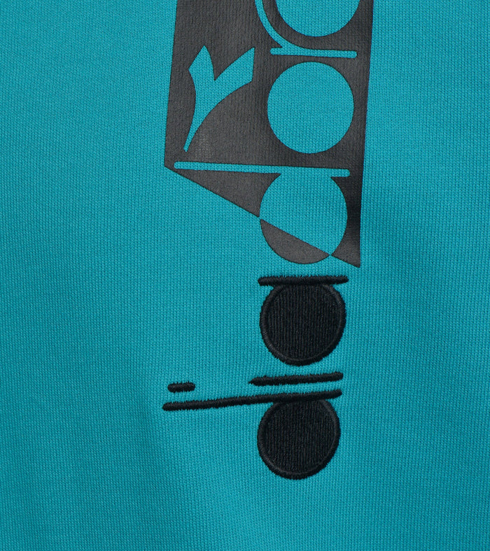 Diadora Felpa Sweatshirt Crew Icon Cotone Azzurro 4