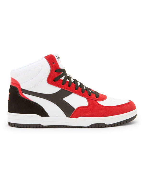 Diadora Sneakers Raptor High Similpelle Bianco/Rosso Carminio/Nero