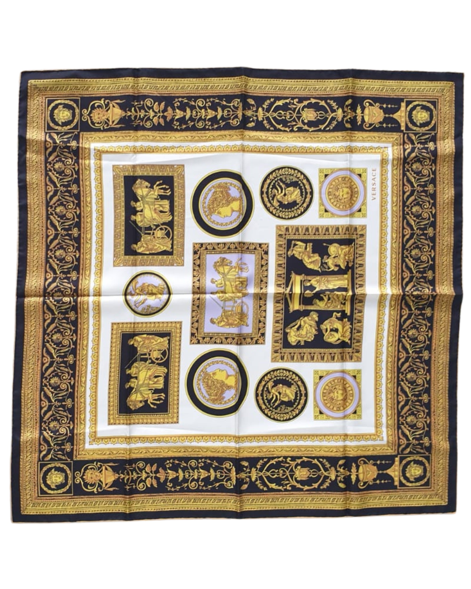 Versace Foulard Stola Pashmina Seta Nero