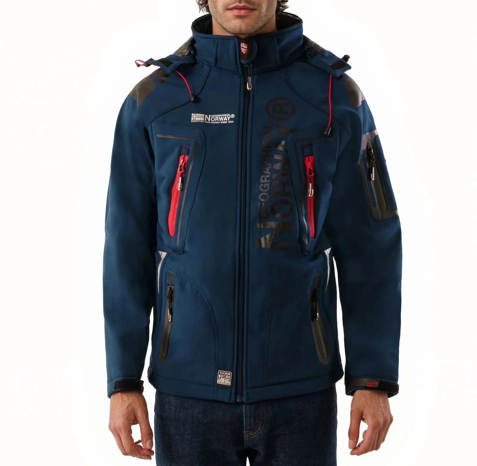 Geographical Norway Giubbotto Multifunzione Tangata Con Tasche Esterne Navy zip rosse