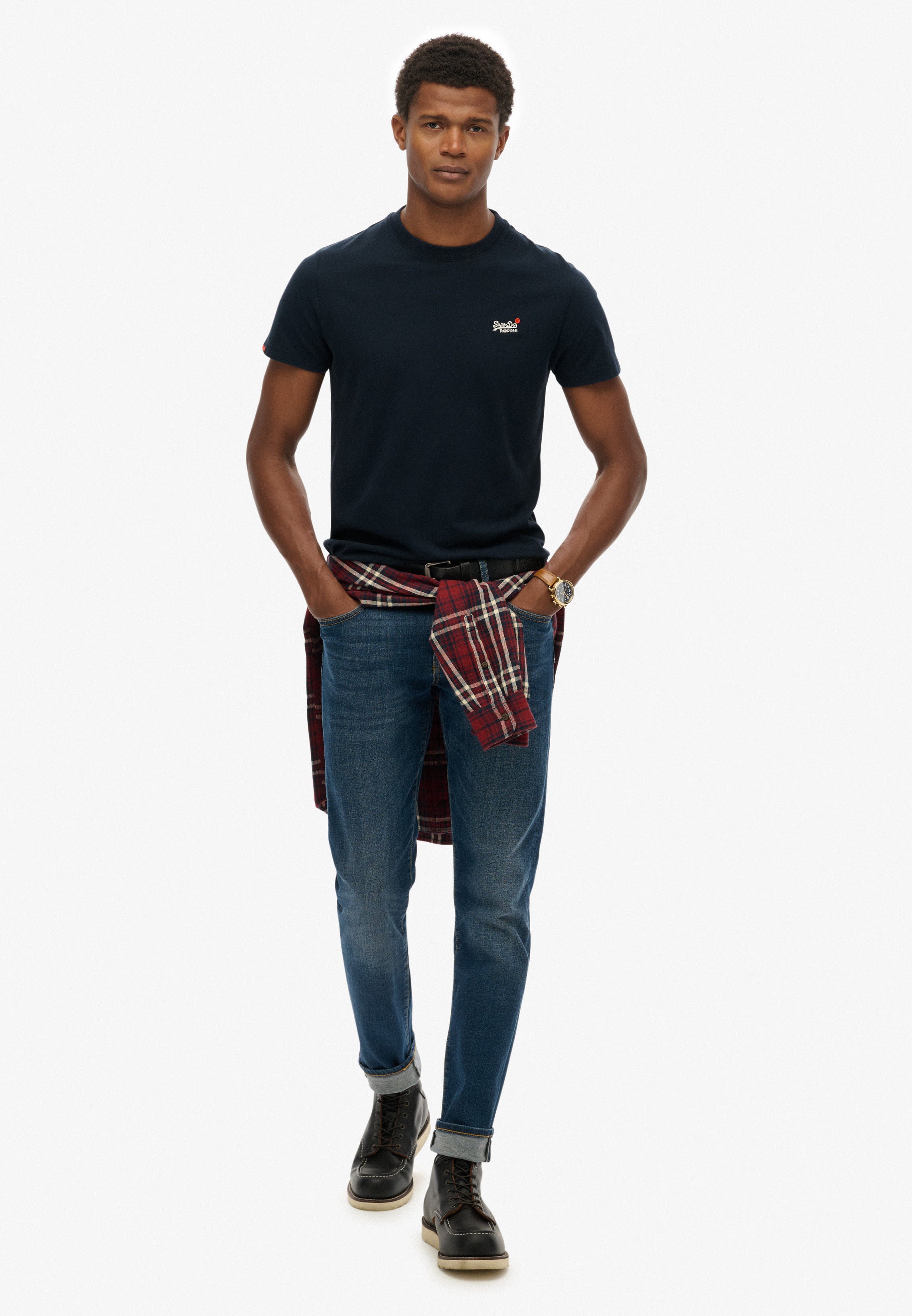 Superdry T-shirt Uomo Logo cotone manica corta navy blu