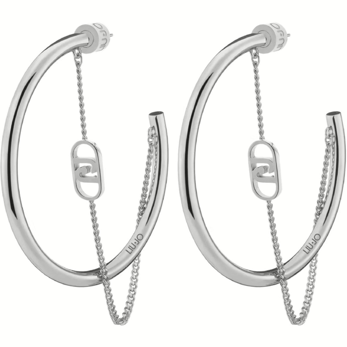 Liu Jo orecchini essential acciaio inossidabile silver logo 4 cm lj2775