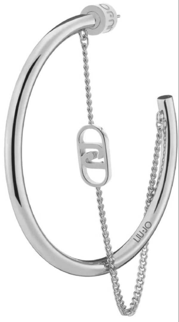 Liu Jo orecchini essential acciaio inossidabile silver logo 4 cm lj2775